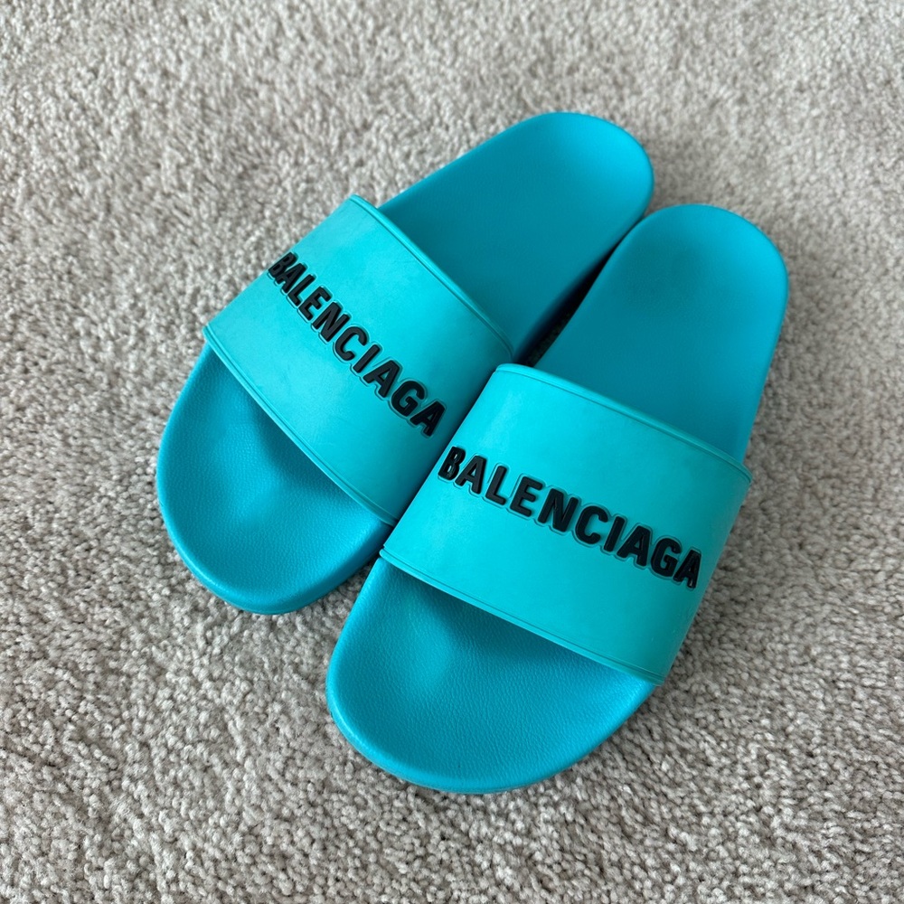 Balenciaga Blue Pool Slide Sandals Size 11 Men
